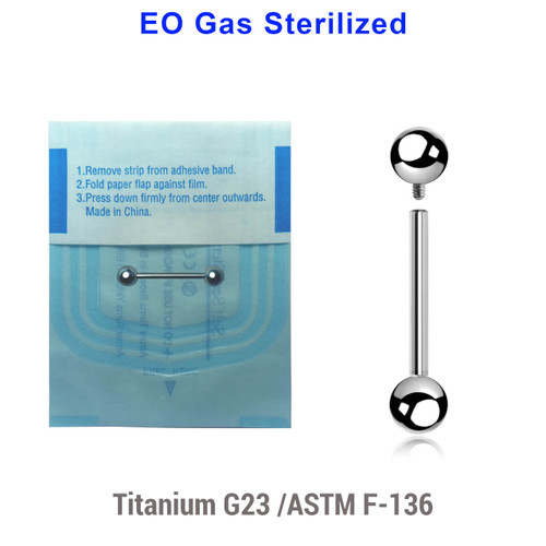 VBA16B5 Sterilized body jewelry assortment of 10 high polished titanium internally threaded tongue barbells, Thickness 1.6mm, Ball size 5mm VBA16B5 Sterilized body jewelry assortment of 10 high polished titanium internally threaded tongue barbells, Thickness 1.6mm, Ball size 5mm