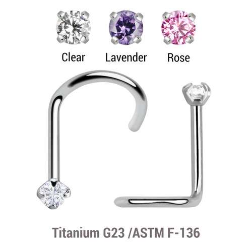 TNS08CZ15 Wholesale Nose Jewelry Set of 10 Titanium G23 nose screws with 1.5mm prong set CZ stone, thickness 0.8mm TNS08CZ15 Wholesale Nose Jewelry Set of 10 Titanium G23 nose screws with 1.5mm prong set CZ stone, thickness 0.8mm