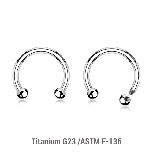 TCB16B3 Wholesale Lot of 10 high polished titanium G23 horseshoe circular barbells, Thickness 1.6mm, Ball size 3mm TCB16B3 Wholesale Lot of 10 high polished titanium G23 horseshoe circular barbells, Thickness 1.6mm, Ball size 3mm