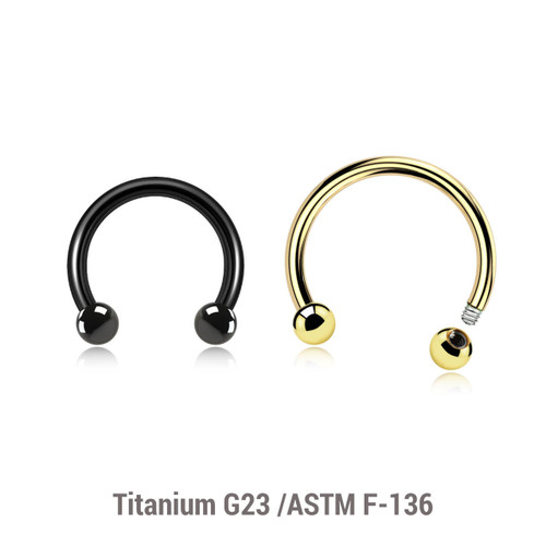 ECB12B25 Pack of 10 PVD plated Titanium G23 circular barbells, Thickness 1.2mm, Ball size 2.5mm ECB12B25 Pack of 10 PVD plated Titanium G23 circular barbells, Thickness 1.2mm, Ball size 2.5mm