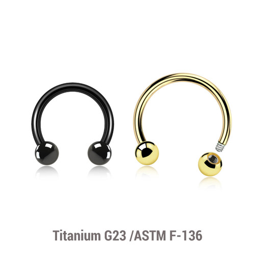 ECB12B3 Pack of 10 PVD plated Titanium G23 circular barbells, Thickness 1.2mm, Ball size 3mm