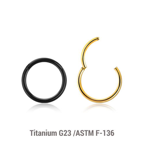 ESG08H Bulk Package of 10 PVD plated Titanium G23 hinged segment rings, Thickness 0.8mm