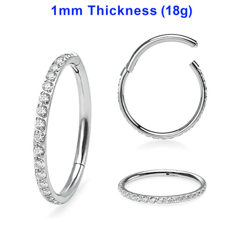 SSG01HCZA Wholesale Pack of 5 surgical steel hinged segment rings with outward facing prong set CZ on 3/4 of the circumference, Thickness 1mm SSG01HCZA Wholesale Pack of 5 surgical steel hinged segment rings with outward facing prong set CZ on 3/4 of the circumference, Thickness 1mm
