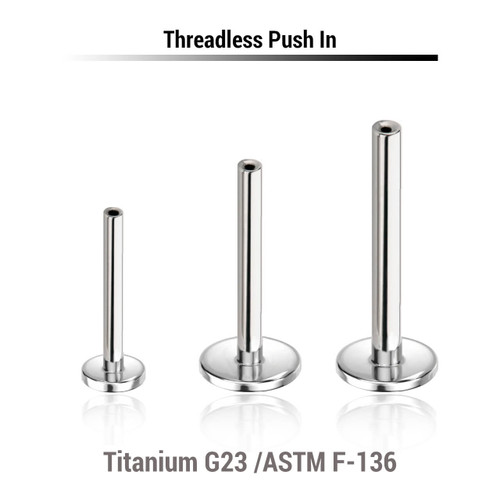 KYLBXXN Pack of 10 threadless push In labret posts in high polished titanium KYLBXXN Pack of 10 threadless push In labret posts in high polished titanium