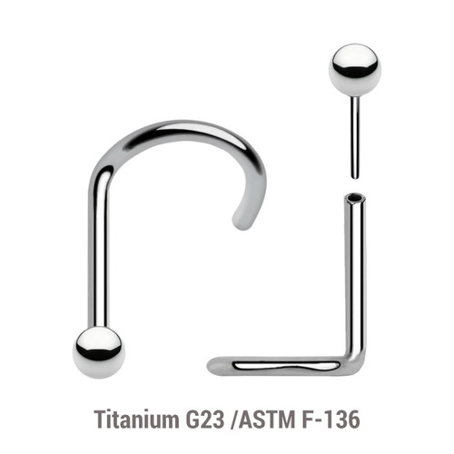 KNS08B Pack of 5 high polished titanium threadless nose screws in 0.8mm thickness with ball tops KNS08B Pack of 5 high polished titanium threadless nose screws in 0.8mm thickness with ball tops