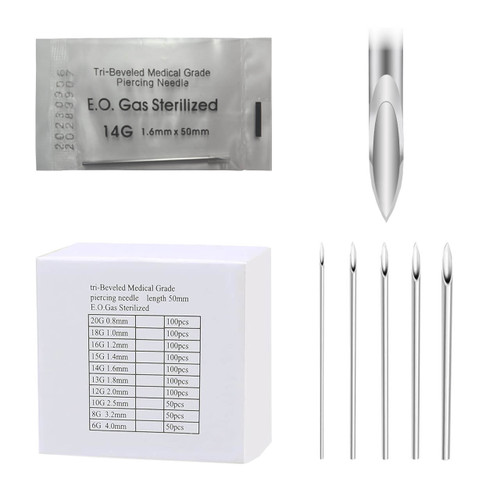 NSTBXO Box with 100 pcs. of single use tri beveled 316 steel piercing needles individually packed and EO gas sterilized NSTBXO Box with 100 pcs. of single use tri beveled 316 steel piercing needles individually packed and EO gas sterilized