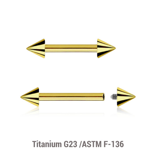 UBA12C3 Pack of 5 PVD plated titanium internally threaded eyebrow or helix barbells, Thickness 1.2mm, Cone size 3mm UBA12C3 Pack of 5 PVD plated titanium internally threaded eyebrow or helix barbells, Thickness 1.2mm, Cone size 3mm