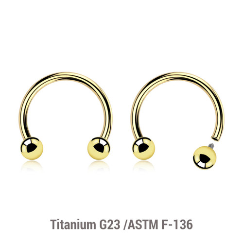 UCB12B3 Pack of 5 PVD plated titanium internally threaded circular barbells, Thickness 1.2mm, Ball size 3mm UCB12B3 Pack of 5 PVD plated titanium internally threaded circular barbells, Thickness 1.2mm, Ball size 3mm