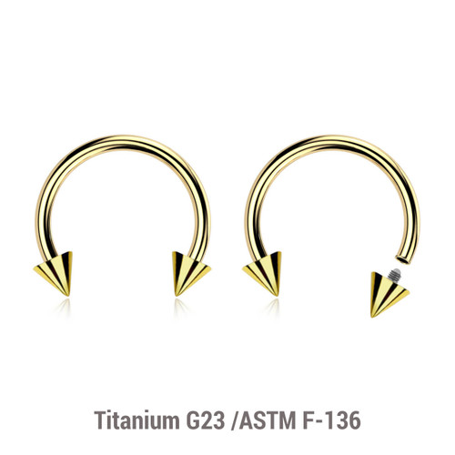 UCB12C3 Pack of 5 PVD plated titanium internally threaded circular barbells, Thickness 1.2mm, Cone size 3mm