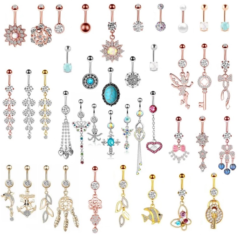 Bulk of trendy belly rings