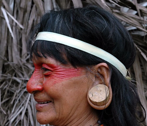 Huaorani with balsa plug