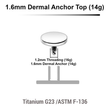 thumbnail image 2 of 2pcs 14G 4mm Flat Disc Acrylic Dermal Anchor Tops – Internally Threaded Retainer 2 of 5