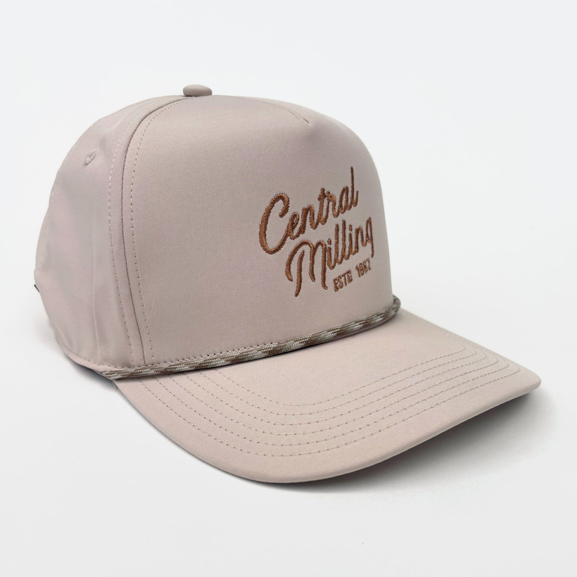 Embroidered Script Rope Hat - Stone