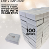 100 Boxes - Clear Top with White Swirl Bases Jewellery Boxes (With Filling) 2-7/16" x 1-5/8" x 13/16"