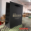 100 Bags - Black Custom Branded Eco Euro Paper Bags with Twill Handles 8 x 4 x 10