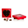 50 Candy Box Covers - 8 oz. - Red with Silver Scroll & Heart Windows - 5-3/4" x 5-3/4" x 1-1/8"