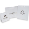 100 Bags - Ribbon Handle Bags - 8" x 4" x 10" Gloss White