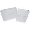 100 Bags - Ribbon Handle Bags - 8" x 4" x 10" Gloss White