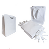 100 Bags - Ribbon Handle Bags - 8" x 4" x 10" Gloss White