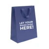 100 Bags - Custom Branded Navy Blue Eco Euro Paper Bags with Twill Handles 10 x 5 x 13