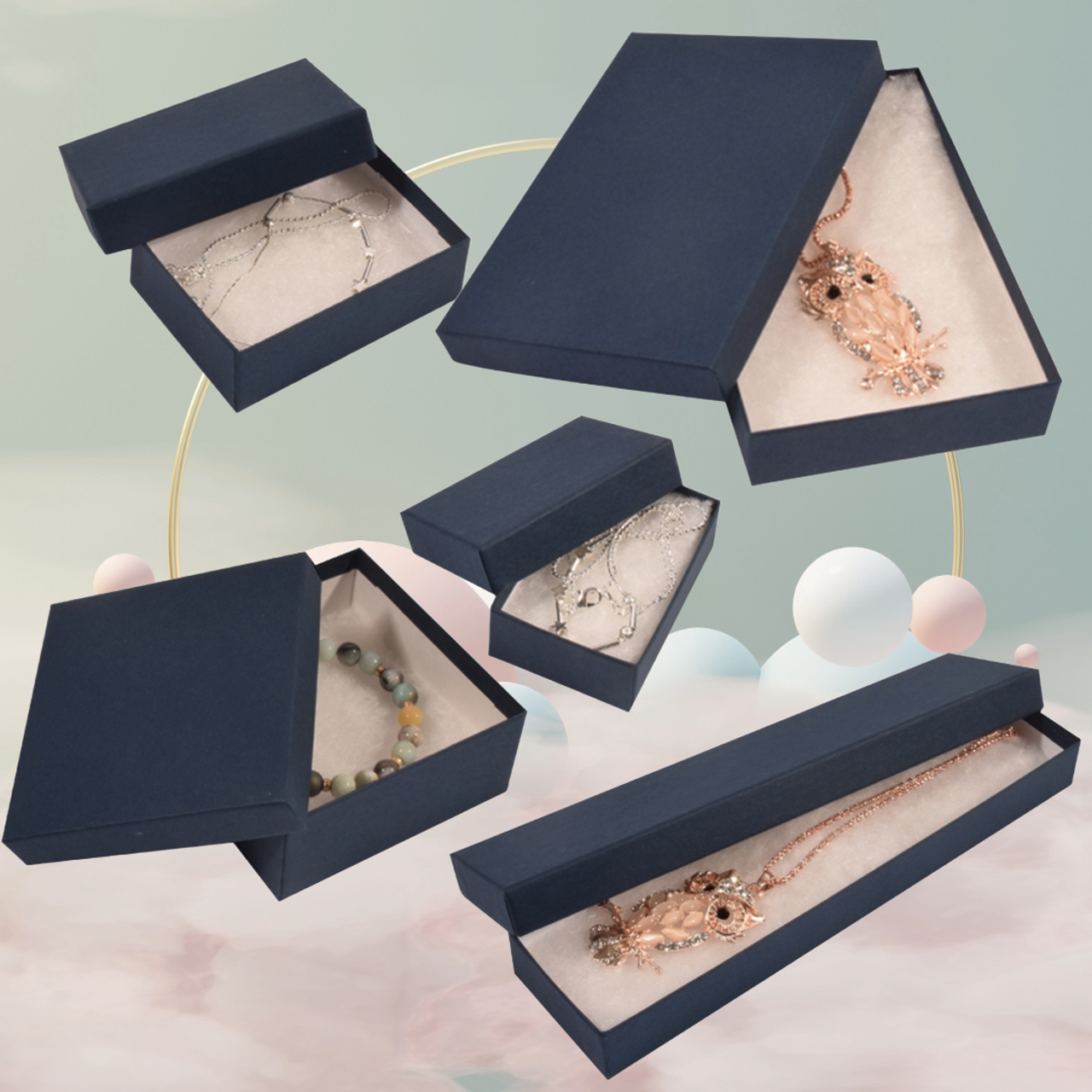 Navy Blue Jewellery Boxes - 8 Sizes