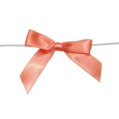 5/8" Pre-Tied Satin Twist Tie Bows - Peach