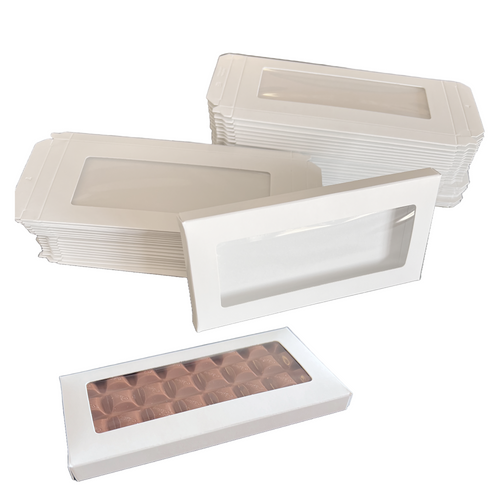 50 Boxes - Chocolate Bar Box White with Window