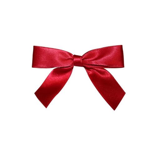 5/8" Pre-Tied Satin Twist Tie Bows - Scarlet