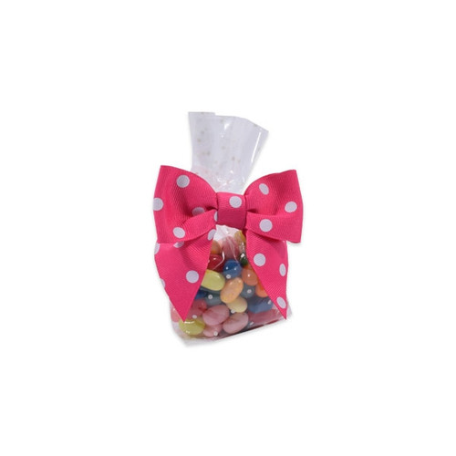 4 oz. Clear Candy Bags with White dots