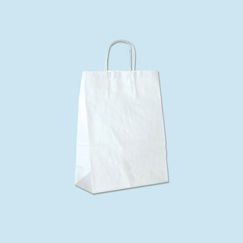 White Kraft Paper Shopping Bags-Medium