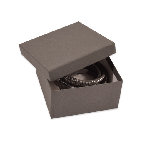 Gray Kraft Jewellery Boxes - 3-1/2" x 3-1/2" x 1-7/8"