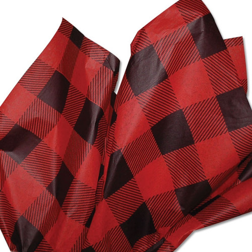 Red Lumberjack Plaid Patterned Tissue Paper
