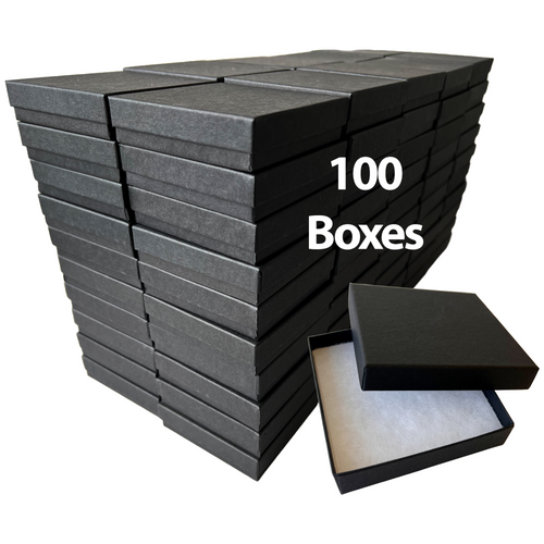 Black Kraft Jewellery Boxes - 3-1/2" x 3-1/2" x 7/8" 100 Boxes/Pack