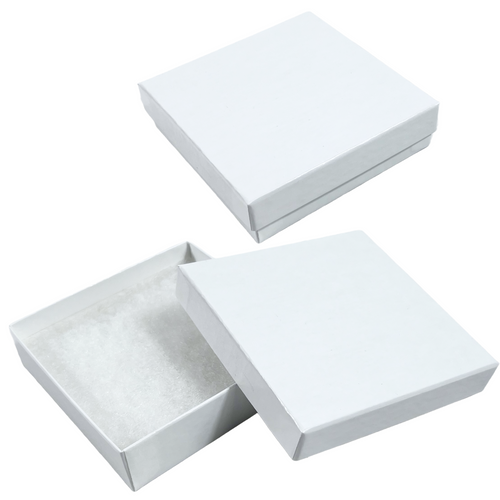 White Gloss Jewellery Boxes - 3-1/2" x 3-1/2" x 7/8" 100 Boxes/Pack