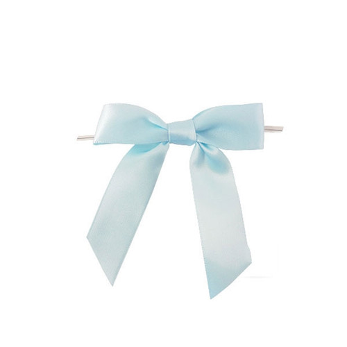 Pre-Tied Satin Twist Tie Bows - Light Blue