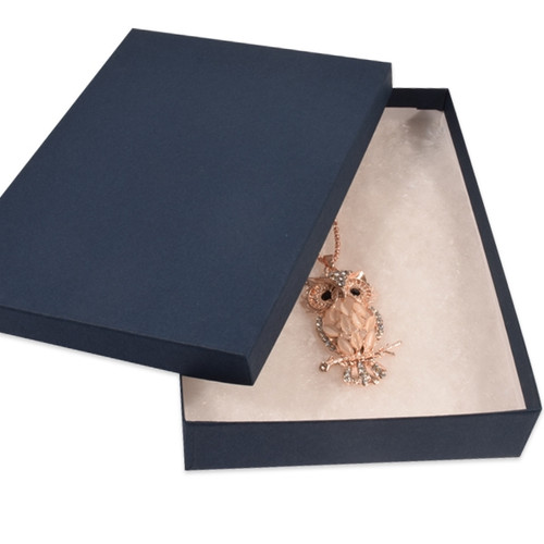 Navy Blue Kraft Jewellery Boxes - 7" x 5" x 1-1/4"