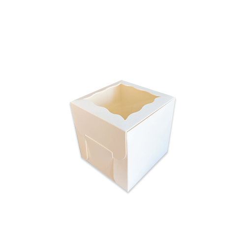 100 Boxes - 4" x 4" x 4" White Window Cupcake / Bakery Boxes