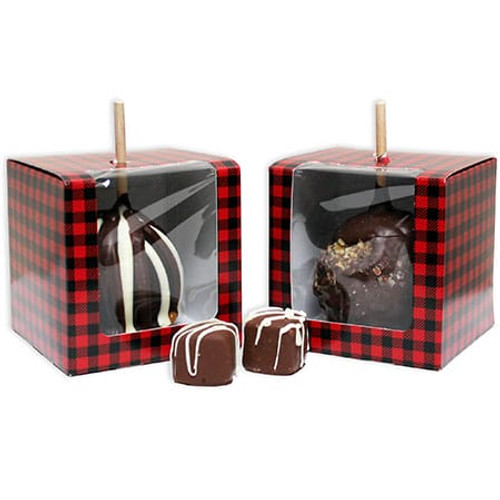 250 Boxes - Candy Apple Boxes - Buffalo Plaid Design