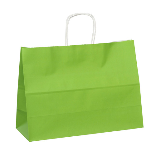 Paper Shopping Bags - Bright Green 16"x 6" x 12" - 250 Bags
