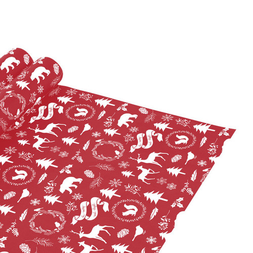 Red Woodland Gift Wrap - 24" width x 417 feet