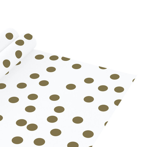 Gold Dots on White Gift Wrap - 24" width x 417 feet