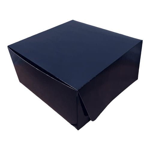 5 Boxes - 12" x 12" x 6" Laminated Gloss Black Bakery Boxes