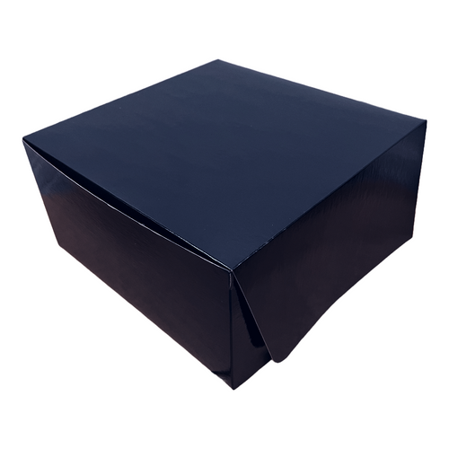 25 Boxes - 12" x 12" x 6" Laminated Gloss Black Bakery Boxes