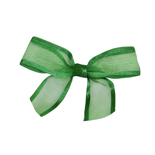 Pre-Tied Sheer Satin Twist Tie Bows - Emerald