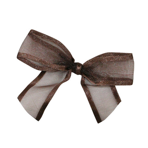 Pre-Tied Sheer Satin Twist Tie Bows - Brown