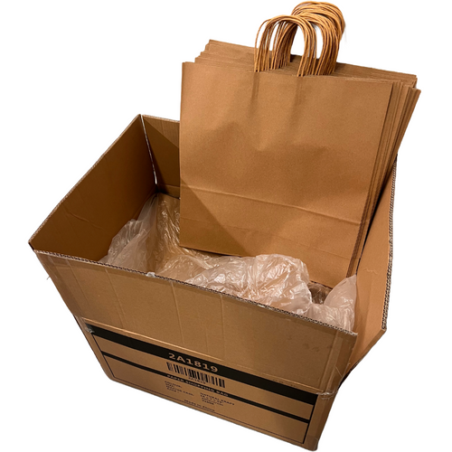 200 Bags - 18" x 7" x 19"  Recycled Kraft Paper Shopping Bags