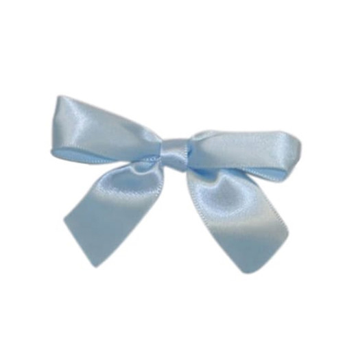 7/8" Pre-Tied Satin Twist Tie Bows - Light Blue