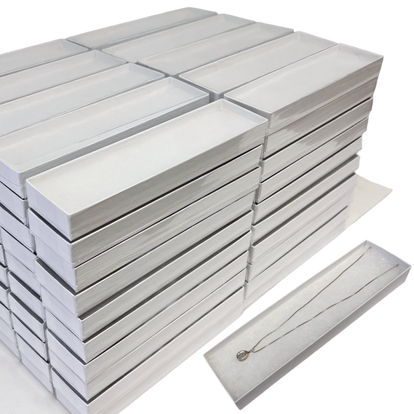 Clear Lid with White Bases Jewellery Boxes 8" x 2" x 7/8" Clear Lid with White Bases Jewellery Boxes 8" x 2" x 7/8"