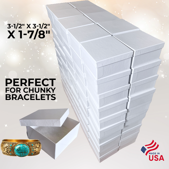 White Gloss Jewellery Boxes - 3-1/2" x 3-1/2" x 1-7/8" 100 Boxes/Pack