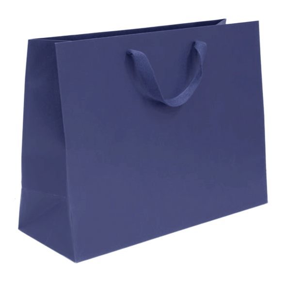 100 Bags - Navy Eco Euro Paper Bags with Twill Handles 16 x 6 x 12